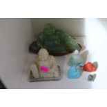 19thC and later Collection of Chinese Buddha figures inc. Jade, Turquoise and onyx