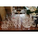 Collection of Crystal and glassware inc. Decanters, Drinking glasses, Water Jug etc