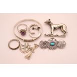Collection of assorted Silver Jewellery inc Brooch, earrings, ring etc