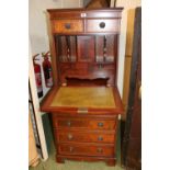 Reproduction Ladies fall front bureau with fitted interior complete with Key