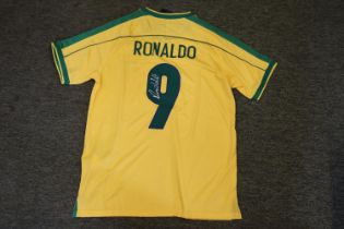 RONALDO NAZARIO 1998 SIGNED BRAZIL JERSEY This jersey comes with a letter of authenticity which
