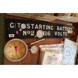 Collection of Pressure and Temperature Gauges and a G/T Starting Battery No.2 116 Volts Sign