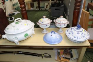 Collection of 19th century and later ceramics to include a large Bloor Derby Tureen, Adolph