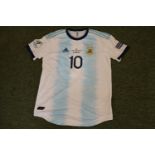 LIONEL MESSI 2019 COPA AMERICA MATCH WORN ARGENTINA JERSEY The 2019 Copa America was the 46th