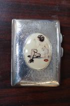Samuel Levi Silver Cigarette case Birmingham 1906 with Nude 1920s woman in corset smoking in oval