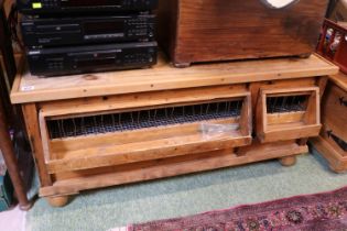 Interesting Pine Bird Hatchery converted to a coffee table with removable trays