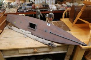 Large Antique Model Pond Yacht with Sail