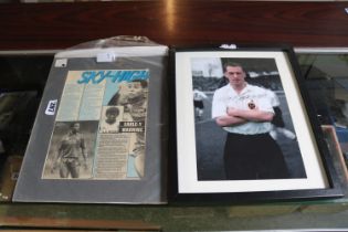 Ian Wright & Mark Bright Signed Newspaper clipping and a Nat Lofthouse signed Coloured print