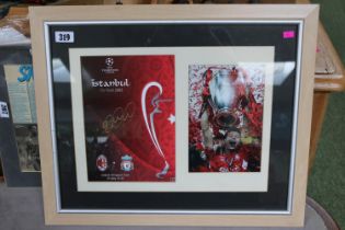 Framed Istanbul The Final 2005 AC Milan and Liverpool 25th May 21.45 Signed by Steven Gerard