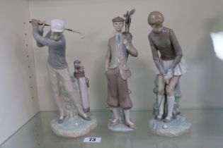 Collection of Three Lladro golfers