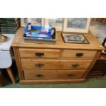 Edwardian Satinwood Chest of 2 over 2 drawers with metal drop handles