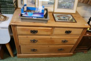 Edwardian Satinwood Chest of 2 over 2 drawers with metal drop handles