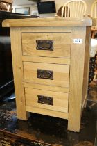 Modern Oak 3 drawer chest with metal drop handles