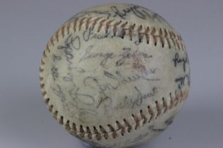 New York Yankees World Series 77-78 Signed Baseball. Baseball with over 24 original hand signed