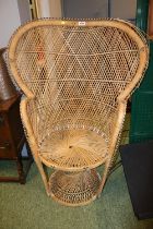 20thC Cane Peacock Elbow chair