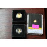 Cased 1933 Double Eagle Replica 585 Gold Proof and 2 cased Quarter Gold Sovereigns