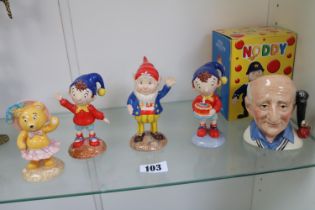 Set of four Noddy figurines to include, Noddy, Tessie Bear, Big Ears and a Royal Doulton character