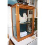 Pitch Pine glazed display cabinet with one shelf