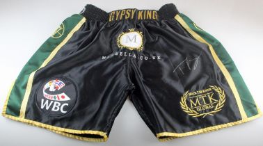 World Champion Gypsy King Tyson Fury Personally Signed Boxing Shorts