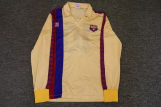 DIEGO MARADONA 1982 MATCH WORN BARCELONA AWAY JERSEY A Meyba brand long-sleeved jersey that was worn