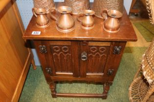 Oak Old Charm Pot Cupboard with panelled doors and straight stretcher