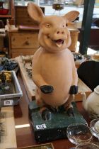 Butchers Plaster of a Whimsical pig in upright position C.1920s 50cm in Height