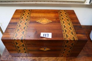 Edwardian inlaid sewing box with original fitted interior