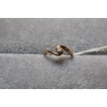 9K Gold Ring with Diamond setting 0.10ct, Size L. 2.1g total weight