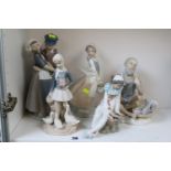 Collection of Lladro and Nao with another Spanish ceramic figure