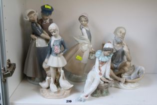 Collection of Lladro and Nao with another Spanish ceramic figure