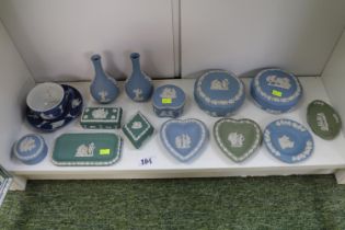 20 piece collection of Wedgwood Jasperware in various colours including green, blue etc.