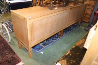 Mid Century Oak Long sideboard with sliding doors 200cm in Length