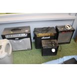 Collection of assorted Music Amps inc Marshall, Kickstart 30 etc