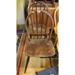Pair of 1960s Ercol Dark Wood Elm Windsor chairs with embossed mark