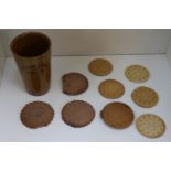 19th century & later stoneware & plastic advertising beaker and biscuits, Huntley Palmers,