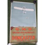 Edwardian design, 1909 G.N.R (Great Northern Railway) Aviation races at Doncaster poster.