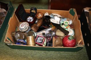 Box of assorted ceramics and bygones to include Poole Otter, Marutomoware, Studio Pottery etc