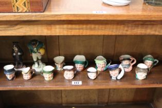 Collection of miniature Royal Doulton character jugs (12) and two Country Companion figures inc