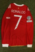 CRISTIANO RONALDO 2021/22 CHAMPIONS LEAGUE MATCH WORN MANCHESTER UNITED HOME JERSEY On 27th