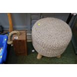 Upholstered footstool and a Wooden block door stop