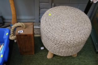 Upholstered footstool and a Wooden block door stop