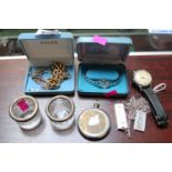 Pair of Silver Ingot Pendants, Gold Plated Bracelet and assorted Watches inc. Military pocket watch