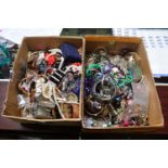 2 Boxes of assorted Costume jewellery inc. Necklaces, Bangles etc