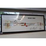 Vintage framed railway signal box points diagram taken from Eccles Road (Norfolk) signal box on the