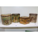 Collection of four antique biscuit tins of varying designs, Huntley & Palmers, Macfarlane, Land & Co