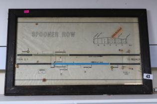 Vintage framed railway signal box points diagram taken from Spooner Row (Norfolk) signal box, Ely to