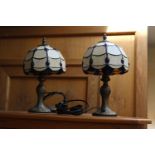 Pair of Tiffany Style table lamps and 2 Leaded Ceiling shades