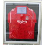 Liverpool Squad Signed Shirt Framed with COA Dated 2007