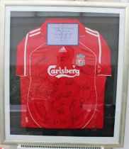 Liverpool Squad Signed Shirt Framed with COA Dated 2007