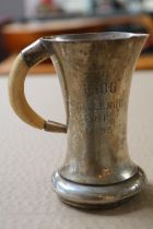Interesting Silver Cup with Wild Boar Handle 'The 4306 Challenge Cup 1935' 132g total weight